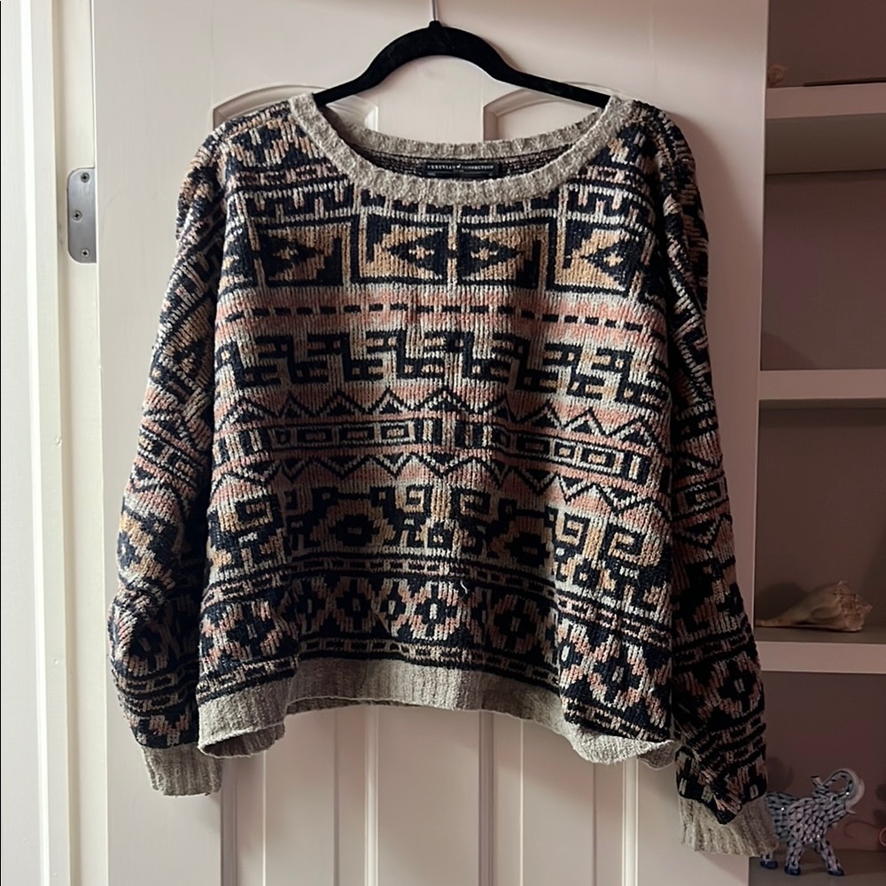 Patterned Crop Sweater Peruvian Connection - image 1